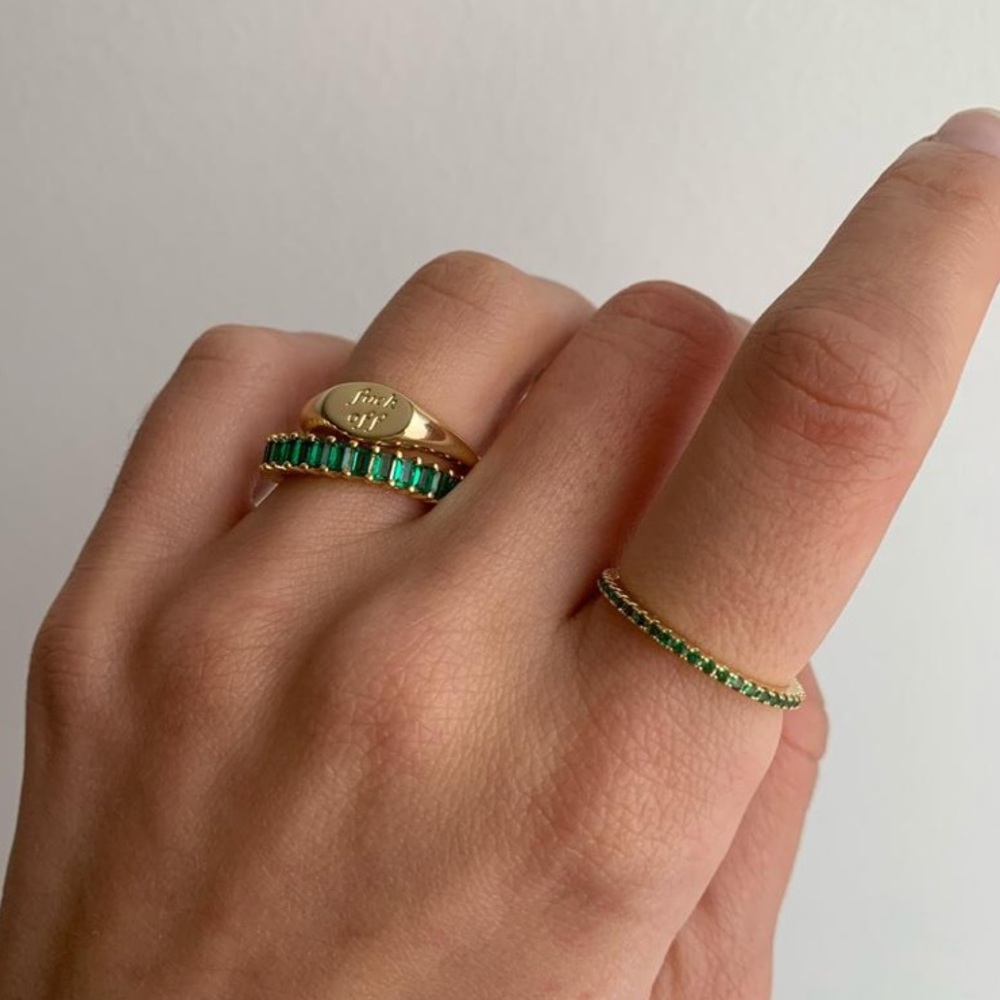 Emerald Green Pavé Band